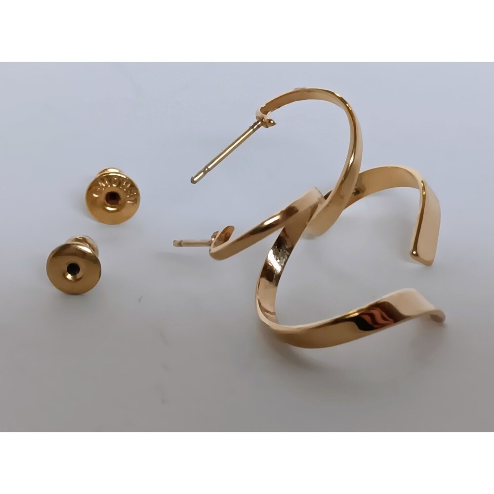 MONET Vintage 1” Gold Tone Swirl Drop Earrings - Picture 12 of 13